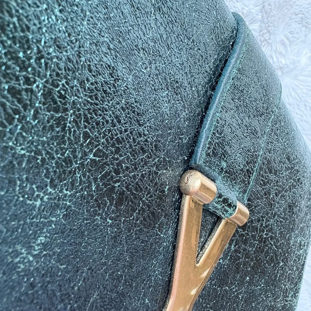 Yves Saint Laurent Y-Linge Clutch, Shimmer Green, Satin Interior - Picture 16 of 16